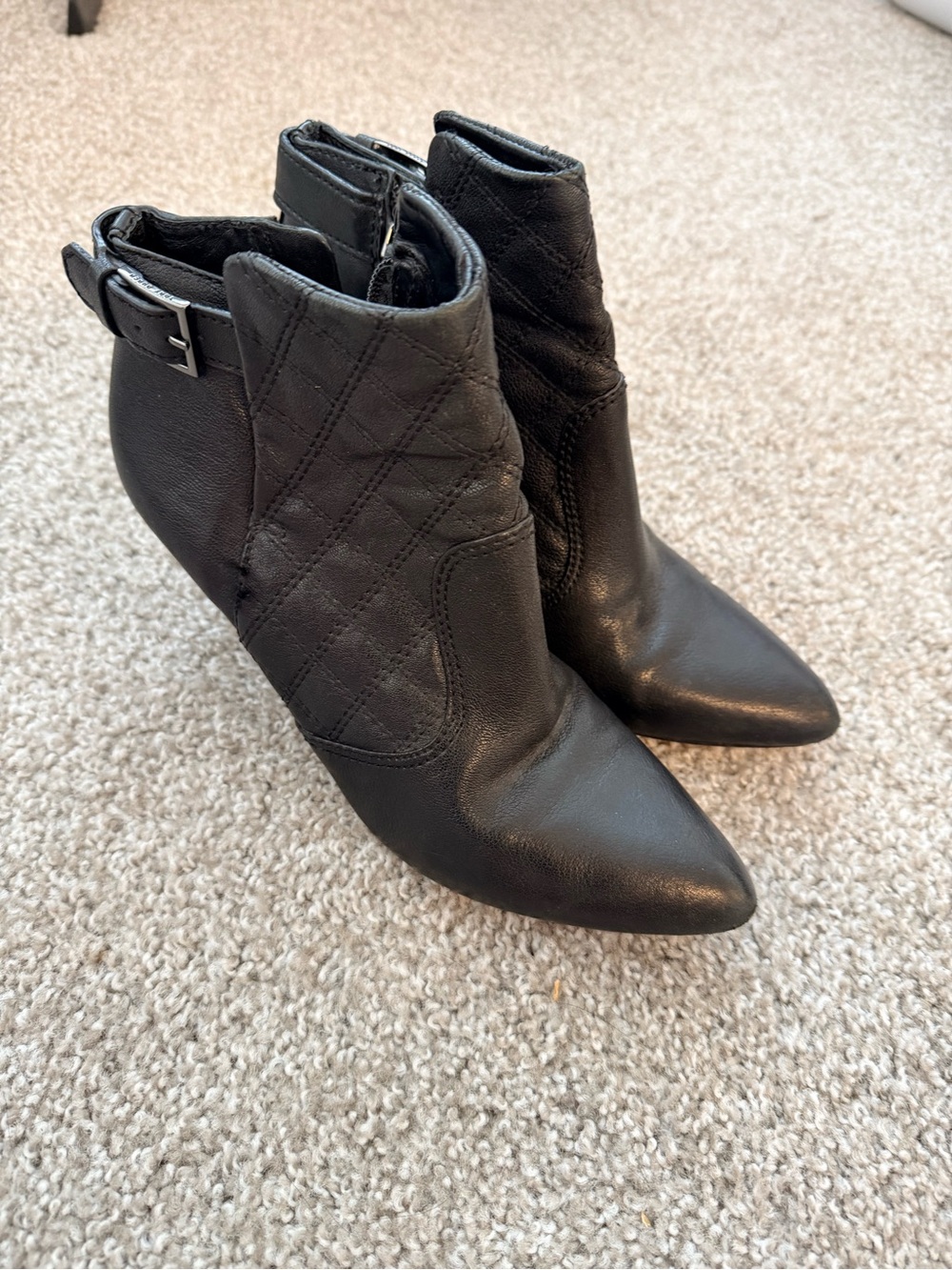 Tory Burch Black Quilted Pointed Ankle Boots